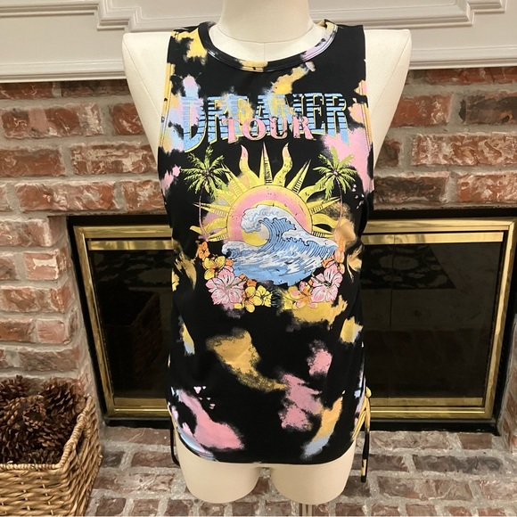 Dreamer y2k colorful splatter dye and black top / S / Excellent condition - Picture 1 of 16